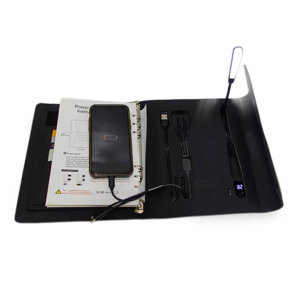 Luxe Smart Diary – Wireless Power Bank | 32GB USB | LED Lamp | Mobile Stand | Passport Holder