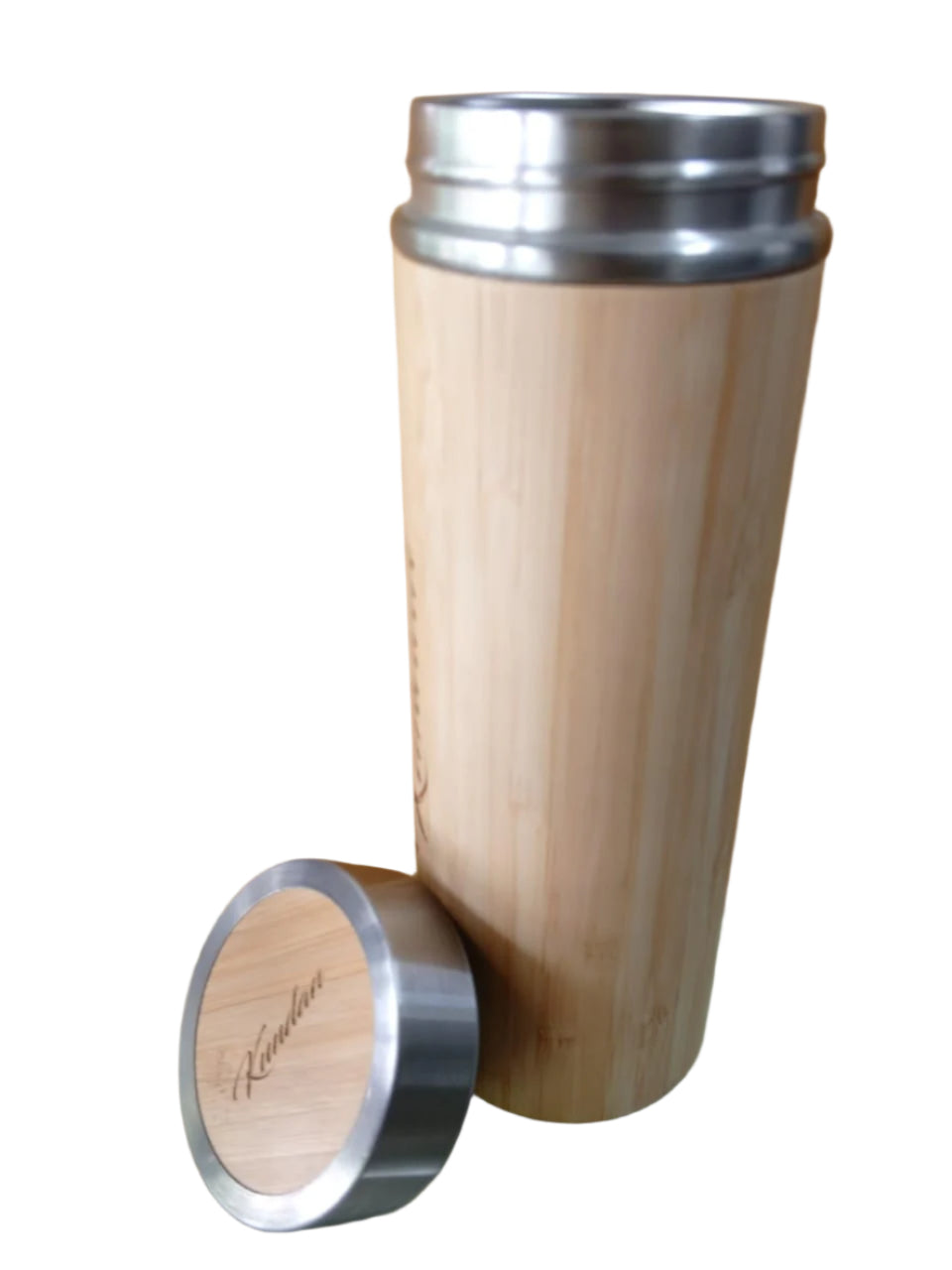 Bamboo Stainless Steel Bottle | Vaccum Insulated | Double Wall Hot & Cold | 500ml