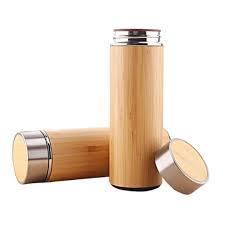 Bamboo Stainless Steel Bottle | Vaccum Insulated | Double Wall Hot & Cold | 500ml
