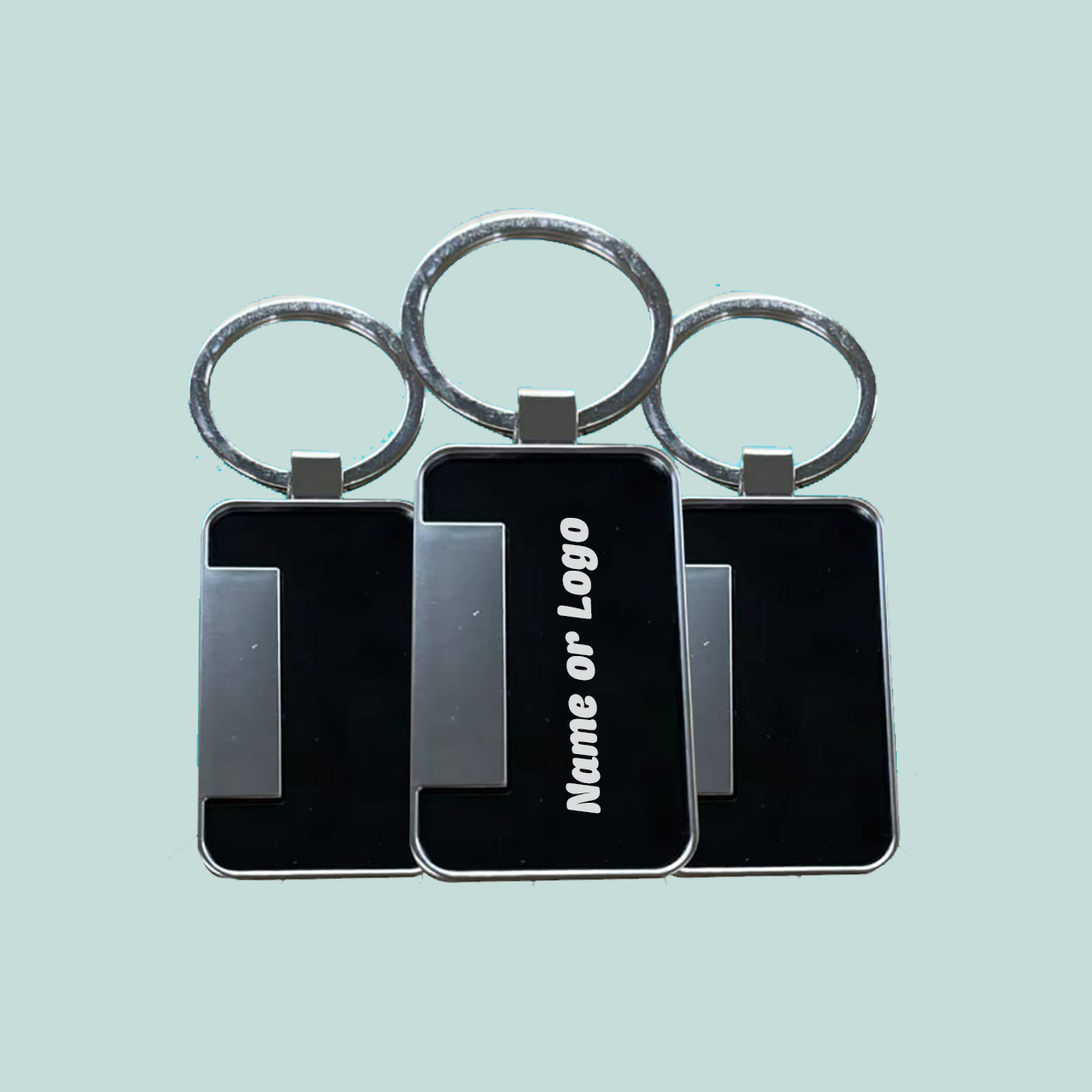 Sleek Black Metal Keychain – Personalized with Name or Logo