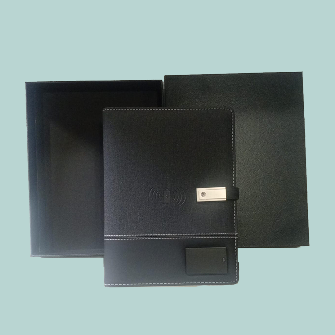 Smart Executive Diary | 8000mAh Power Bank | 64GB USB | LED Reading Lamp | Card & Passport Holder | Multi-Charging Cables