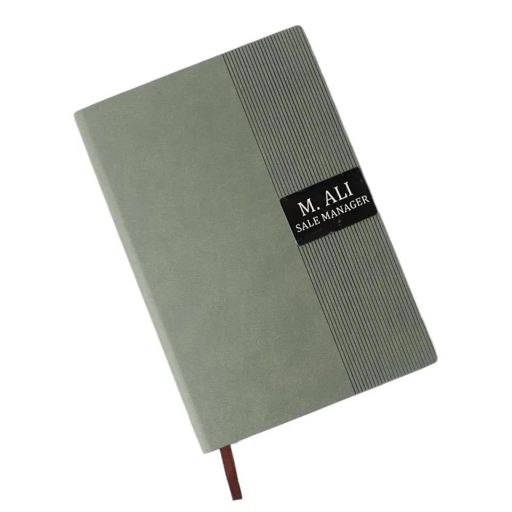 Leatherette Lines Pattern Executive Diary with Metal Plate | Custom Name Engraving