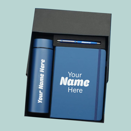 Premium Personalized Gift Set – Diary, Pen & Bottle Combo