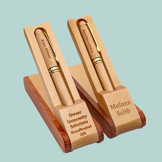Premium Wooden Engraved Pen with Elegant Stand – Personalized Gift Set